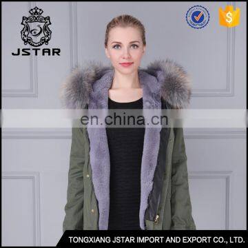 Raccoon fur collar fur coat womens winter jacket colorful fur parka