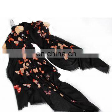 Modal Cashmere Blend Fashion Butterfly Print Infinity Lady Scarf photo-2