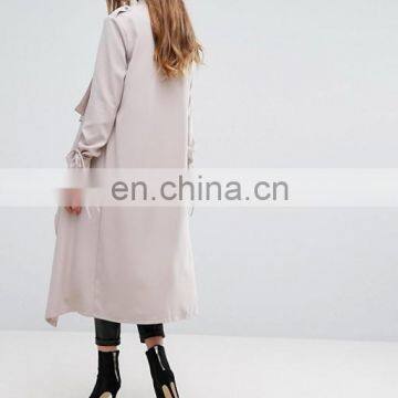 High Quality OEM Service Cheap Price Open Front 00% Polyester Women Dust Coat photo-3