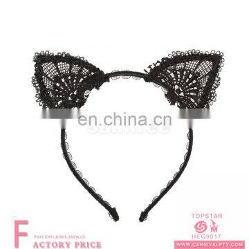 Halloween Fancy Dress Animal Costume Black Lace Cat Ear Fancy Headbands