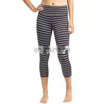 New arrival girls yoga leggings latest design 3/4 stripe capri