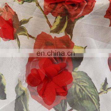 2017 Print Fabric Polyester Textile Rose Flower 3D Lace Fabric photo-4