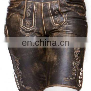 German leather shorts kneelength Brwon vintage ladies Women Bavarian-Oktoberfest-Trachten-Short-Lederhosen-All-Sizes