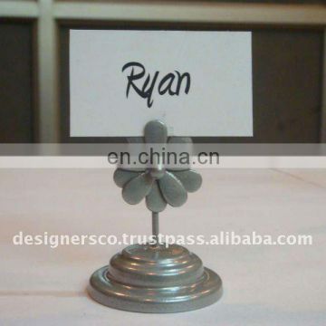 Silver Flower Wedding Favor Place Card Holder