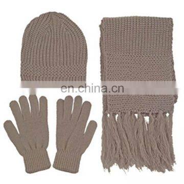 Custom Winter Hat Knitted Gloves 100%arcylic Scarf Set With Embroidery photo-3