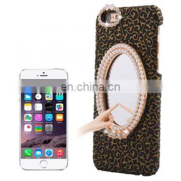 Stereoscopic Diamond Encrusted Mirror & Bowknot Plastic Case for iPhone 6 Plus(Black)