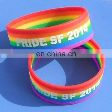 Lesbian Gay Pride Rainbow Vee Friendship PVC Rubber Plastic Bracelet