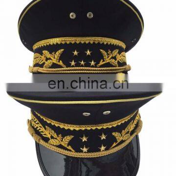 different rank of gold embroidery visor and cap band military officer peak cap