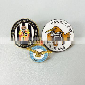 Custom badge made of iron in die cast process Bright plating custom logo personalized safety pin as anniversary souvenir