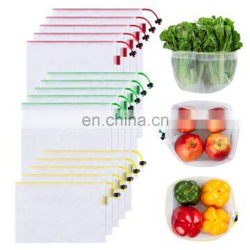 Reusable Produce Bags Bulk Set of 9 Keeps Vegetables Fresh Made of See Through Mesh Polyester