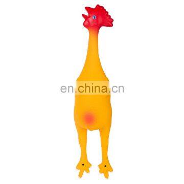 hot sale squeaky yellow pet funny desgin chicken latex toy