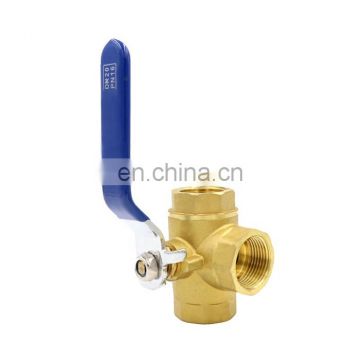 pn40 full bore 600WOG 1" Female NPT 3 way brass gas ball valve