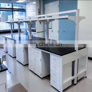 Simple lab furniture, laboratory wood island bench,chemistry lab metal frame center table