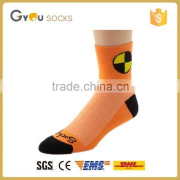 Orange imported coolmax ankle cycling socks with custom logo for teenage