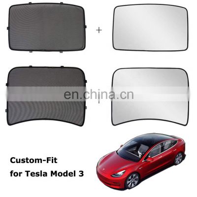 Glass Roof Sunshade for 2021 Tesla Model 3  Overhead Roof Sun Shade for  Refresh Tesla  Model 3 Car Accessories 4PCS/Set