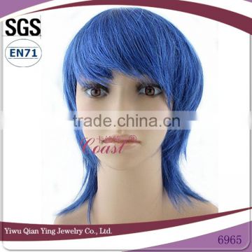 dark blue bright crazy color cosplay party male wigs