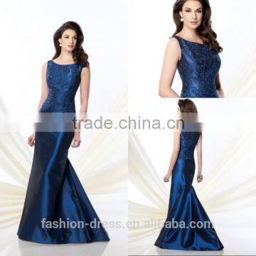 2014 Elegant Navy Blue Taffeta Mother Of The Bride Evening Dress