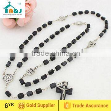 Strict quality control cheap wood rosary necklace for wholesales