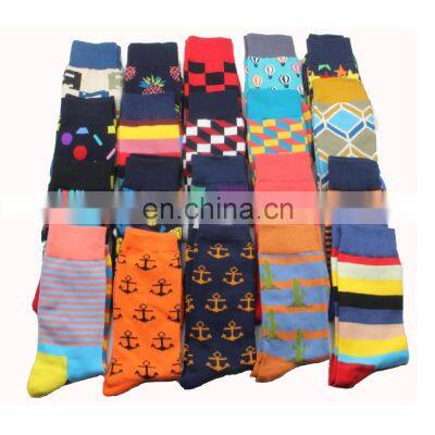 Men's Funny happy Socks fine paragraph stripe Cotton stripe grid three-dimensional Tube geometric Socks