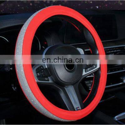 Fashionable Ladies Interior Decoration Supplies Bling Diamond Universal Car Steering Wheel Cover photo-4