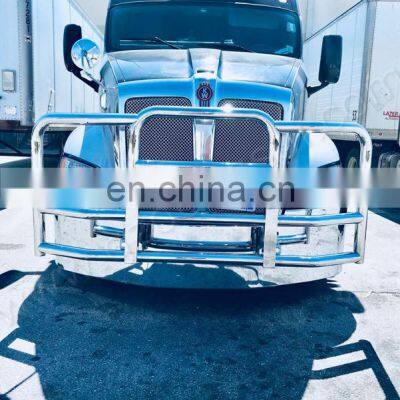With Brackets 304 Stainless Steel America Semi Truck Bumper Deer Grille Guard for Freightliner Cascadia Volvo Vnl Kenworth T680 photo-3