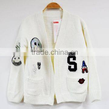 Designer wool spinning white cardigan sweaters for girls