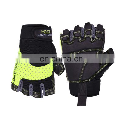 HANDLANDY Vibration-Resistant Half Finger Driving Leather Men Bike Riding Motorcycle Gloves