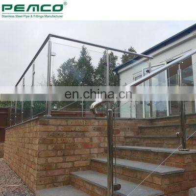 PEMCO Project Modern Design 304 stainless steel Model Interior Stair Tempered glass railing