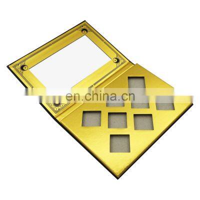 Custom Sample Rectangle Quad Steel Container Packaging With Mirror Gold Magnetic Palette Eyeshadow