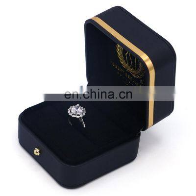 High quality luxury design dark black custom travel jewelry box PU gift box ring box