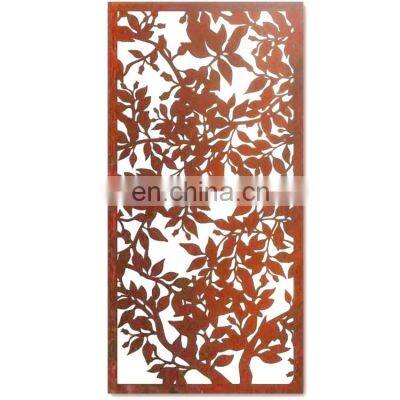 Laser Cut Decorative Outdoor Garden Privacy Custom Art Metal Screens Panels Corten Rusted Fdecorative Steel Garden Metal Screen photo-3