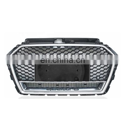 High quality ABS front grill for Audi A3 Chrome silver black bumper grille for RS3 no logo style 2017 2018 2019