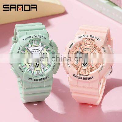 SANDA 6068 Women's Watches Multifunction Military Quartz Digital Wristwatch Casual Clock Watches Digitals photo-3