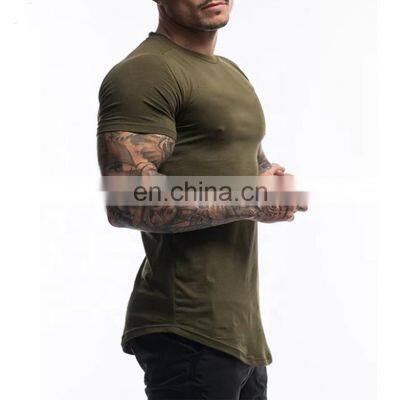 Custom Drop Hem Gym T-shirts Cotton Spandex