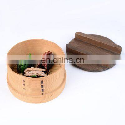 Japanese round wooden food bento box sushi steamer pot