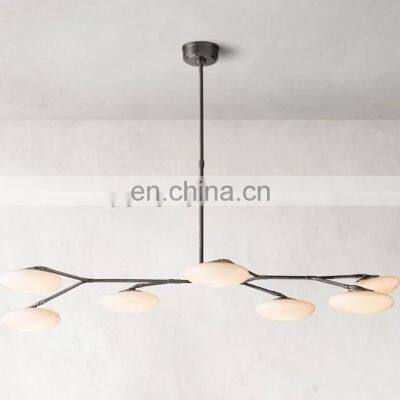 Large hanging lamp low ceilings round nordic modern living room brass white chandelier