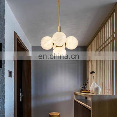 Restaurant Light Luxury Alabaster Ball Modern Led Chandelier for Home photo-3