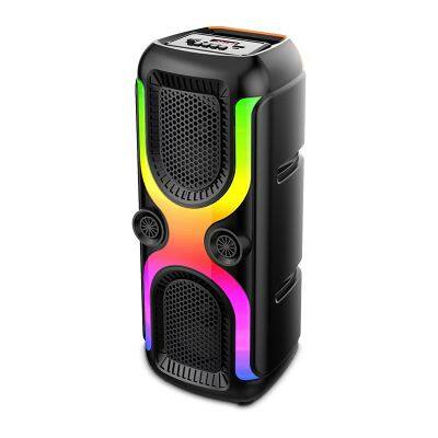 New Product Outdoor Portable Dual 4 Inch Deep Bass Long-Term Playback RGB Lights With Display Screen Speaker