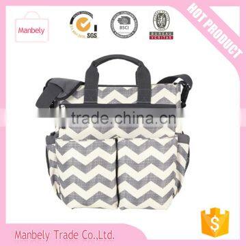 New design factory price polyester material chevron baby stroller bag