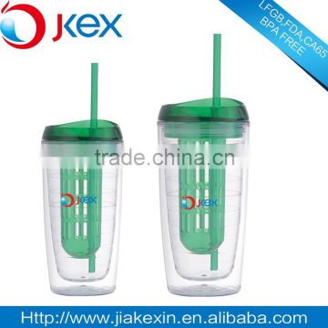 Plastic sports drink water bottle with straw