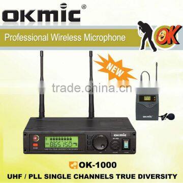 OK-1000 Single Channels/UHF PLL 32/99 channels ,True Diversity wireless microphone