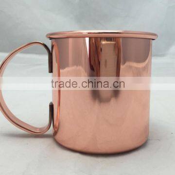 FDA 16oz Copper Plated Beer mugs Vodka mug with stainless steel easy grip handle with black laser logo