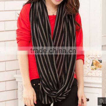 Custom Striped Cotton Knitted Jersey Infinity Scarf photo-2