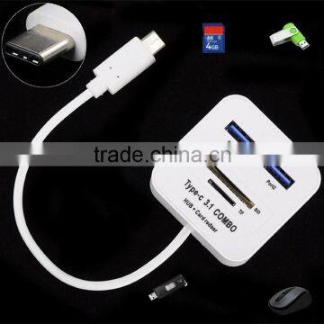 Universal Travel 3.1 Type C to 2 Ports Micro Card OTG Power Adapter