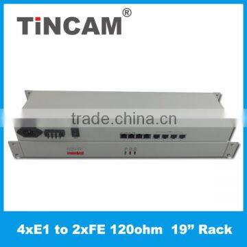 4E1 to 2*10/100M interface converters E1 to ethernet protocol converter