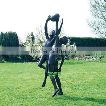 Bronze soccer sculpture of line out