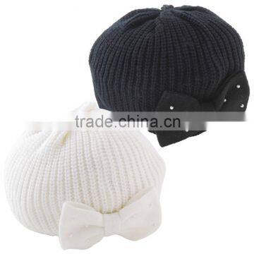 Japanese wholesale cute and high quality cute fashion beret knitted fancy baby girls toddler hats ribbon kids infant child item