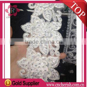 Wholesale Beaded Lace Fabric Bridal 80mm,embroidered Lace Trim White Color for Wedding Dress Quality Choice