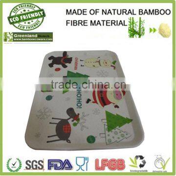 bamboo funny christmas cartoon prints, bamboo fibre custom serving tray