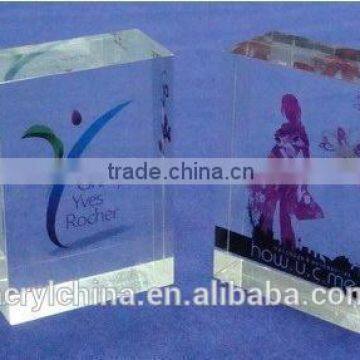 clear plastic paperweight Screen printing acrylic paperweight